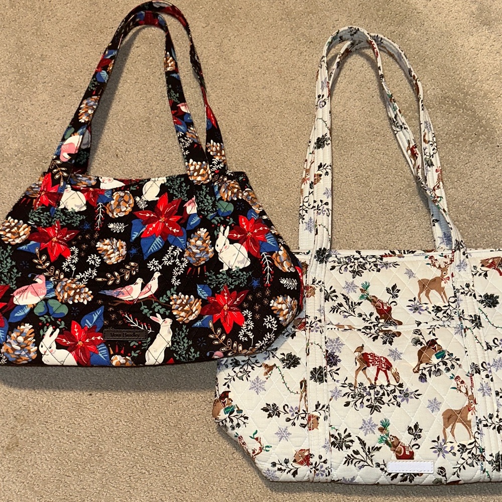 EUC! (2) Vera Bradley Animal Print Christmas Tote Bags